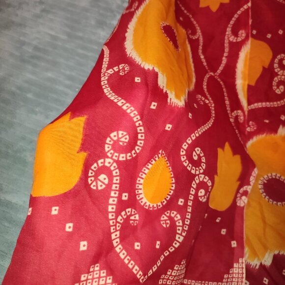 Fire Saree Sari Long Traditional 16 Feet Long Wrap Ethnic India Outfit Vintage - Picture 4 of 12